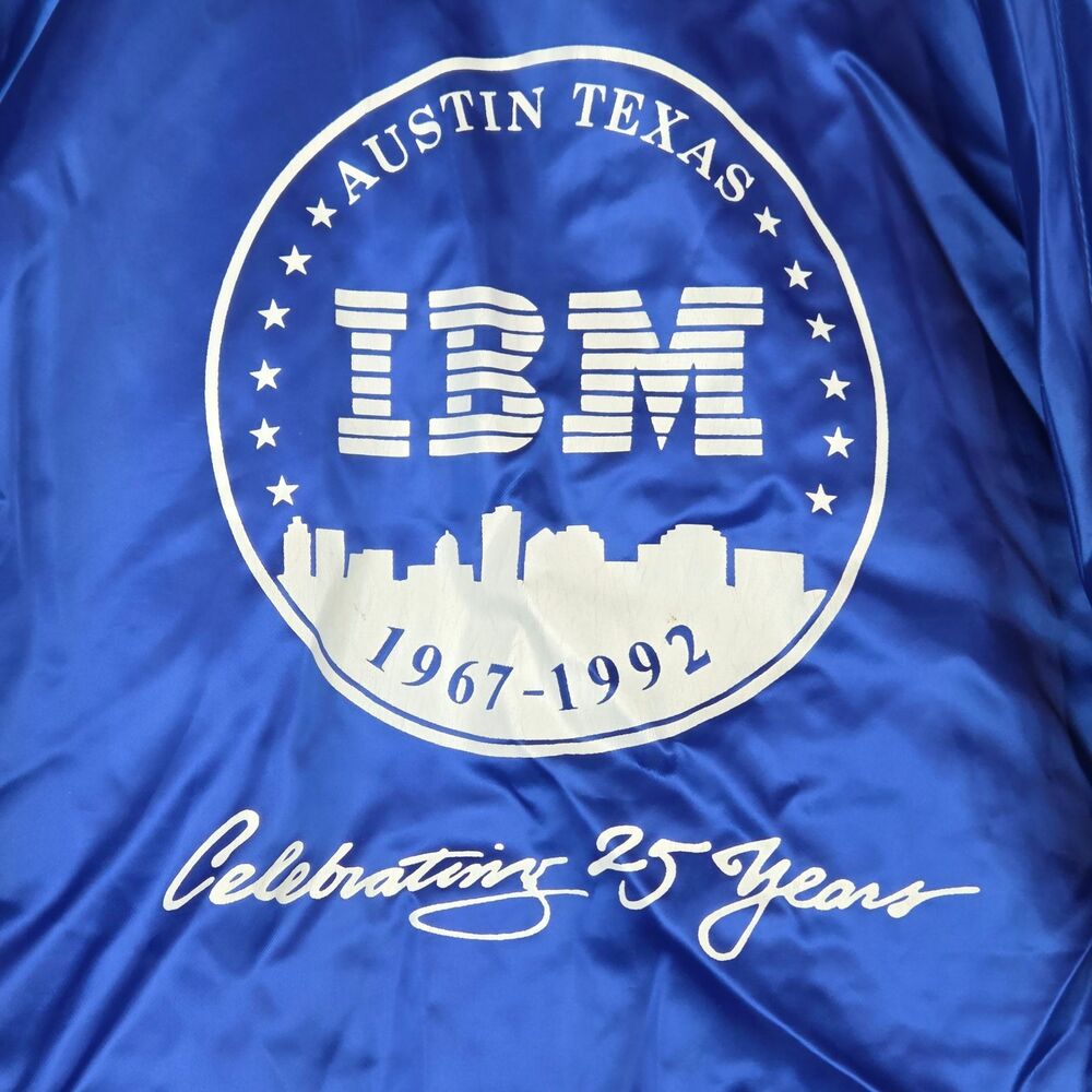 Vintage Hartwell Satin Jacket Blue IBM 25th Anniversary Austin Mens Sz 3XL USA - Picture 1 of 6